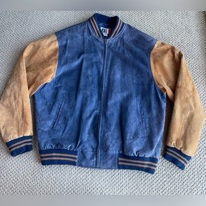 VINTAGE Arizona‎ Jean Jacket Mens Large Suede Leather Bomber 90s